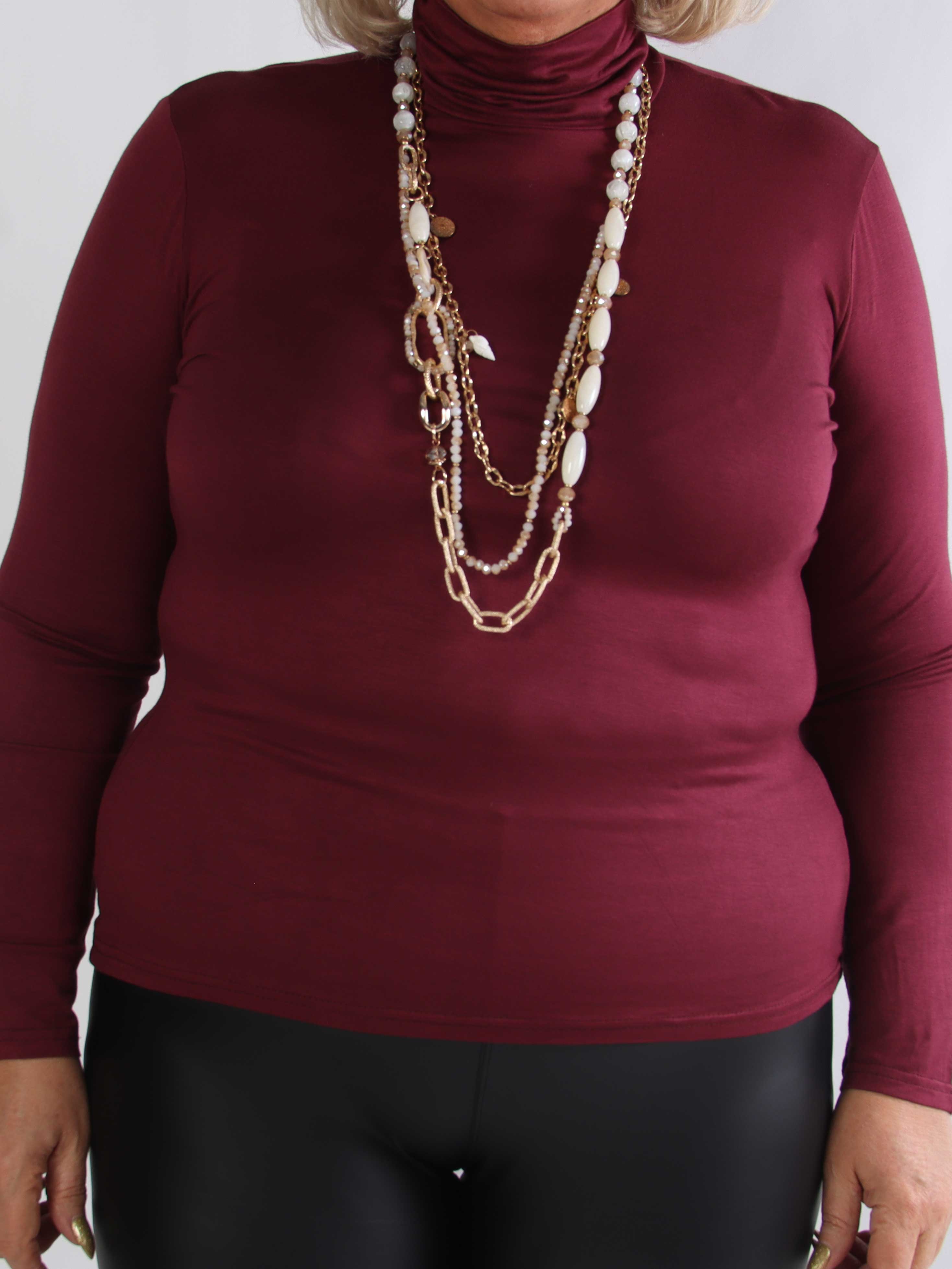 Noras - Langærmet basis bluse i viskose med turtleneck